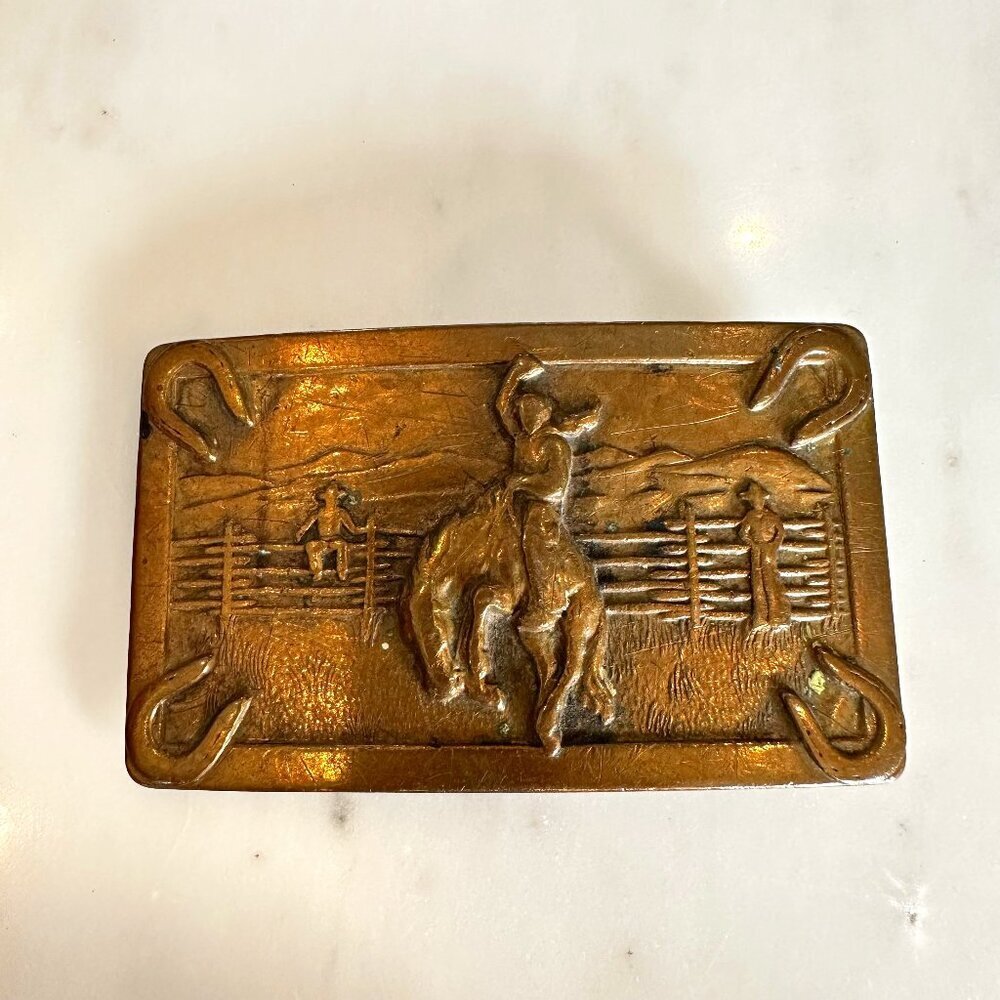 Vintage Bronze Cowboy Belt Buckle